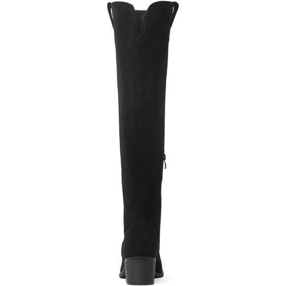 🆕Women's Black Faux Suede Over The Knee Thigh High Chunky Heel Pointed Toe Boot - Picture 10 of 11